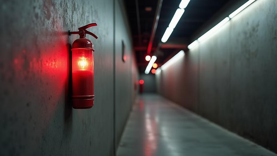 Extincteur prêt à faire feu dans une entreprise à Poitiers