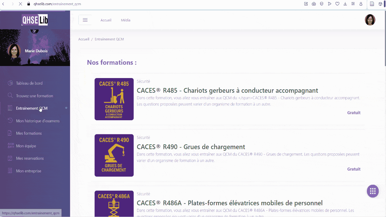 Contenu des formations